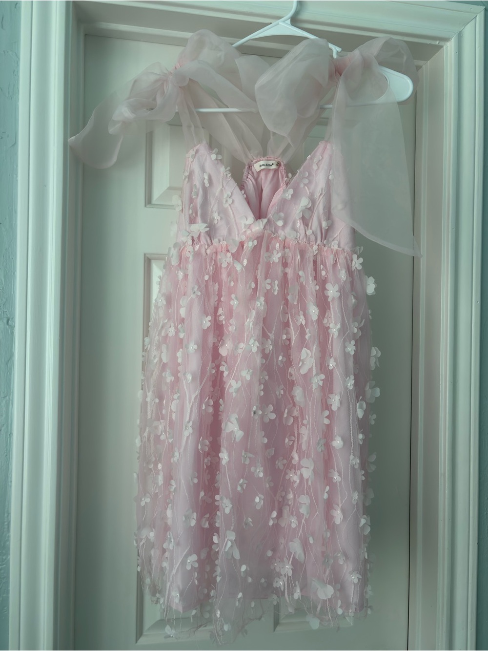 Idem Ditto Pink Flower tie strap mini dress
